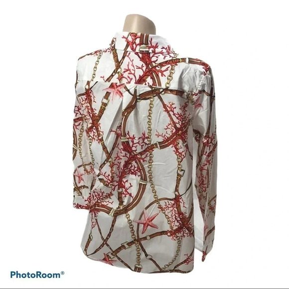 Susan Graver Size 6 Chain Design Button Down Shirt. New Without Tags - Picture 2 of 5